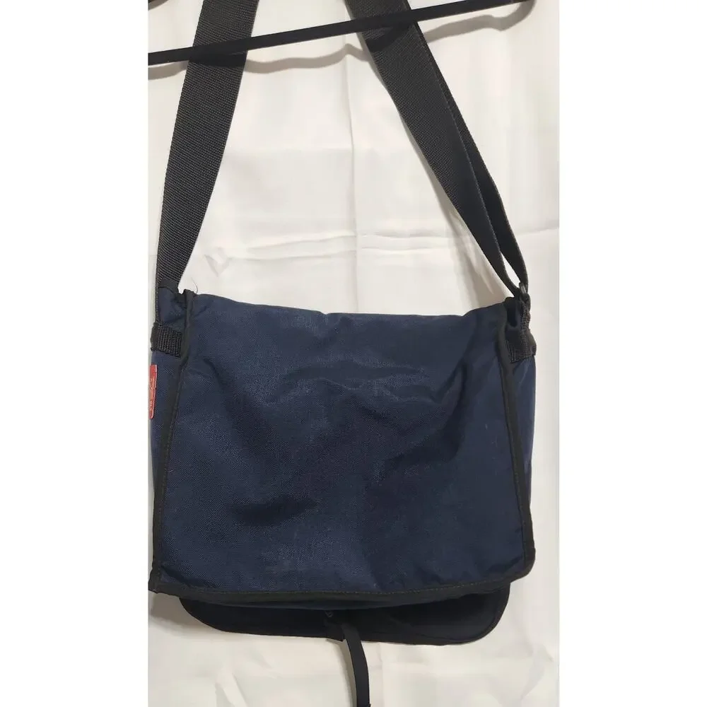 Manhattan Portage Red Label Blue Messenger Bag Laptop Expandable Embroidered USA